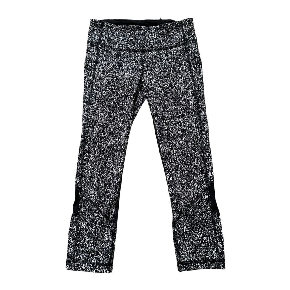 Lululemon black & white pattern mesh panel leggings size 6